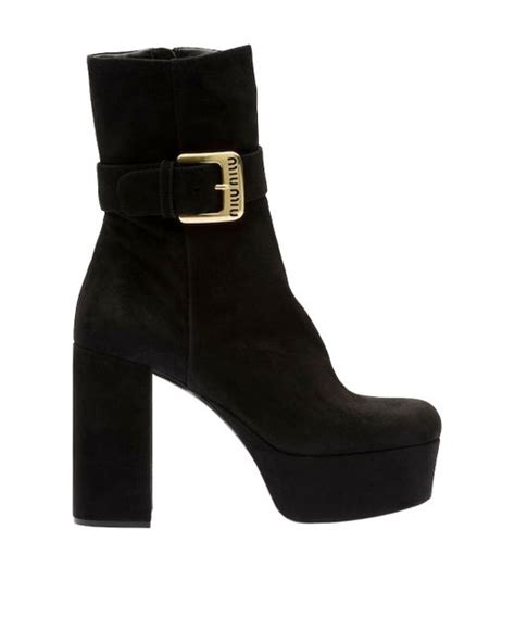 miu miu suede platform|Black Suede Platform Booties .